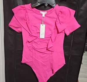 GB girls Pink Ruffled Bodysuit One Piece